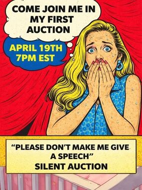 Pop Art Auction Poster - Bold Red & Yellow